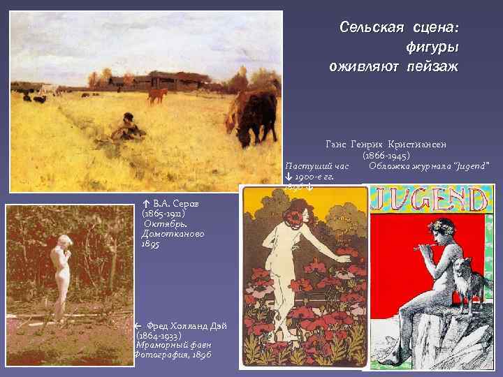 Сельская сцена: фигуры оживляют пейзаж Ганс Генрих Кристиансен (1866 -1945) Пастуший час Обложка журнала