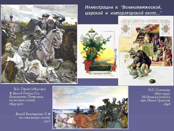 Иллюстрации к “Великокняжеской, царской и императорской охоте…” В. А. Серов (1865 -1911) ↑ Выезд