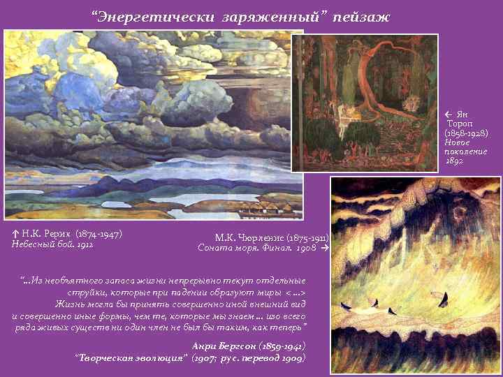 “Энергетически заряженный” пейзаж ← Ян Тороп (1858 -1928) Новое поколение 1892 ↑ Н. К.