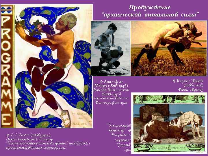 Пробуждение “архаической витальной силы” ↑ Адольф де Мейер (1868 -1946) Вацлав Нижинский (1888 -1950)