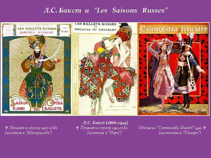Л. С. Бакст и “Les Saisons Russes” ↑ Плакат к сезону 1910 года (костюм