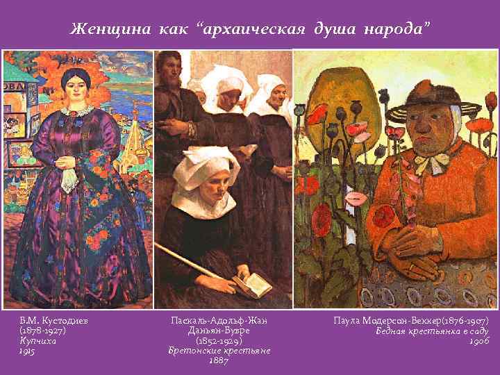 Женщина как “архаическая душа народа” Б. М. Кустодиев (1878 -1927) Купчиха 1915 Паскаль-Адольф-Жан Даньян-Бувре