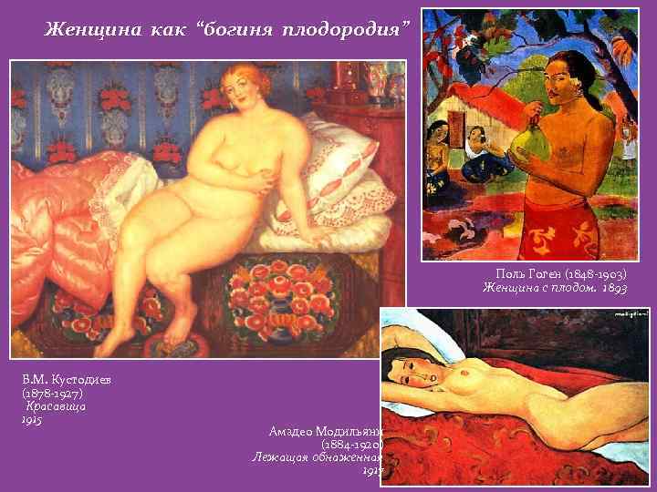 Женщина как “богиня плодородия” Поль Гоген (1848 -1903) Женщина с плодом. 1893 Б. М.