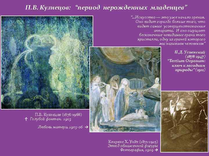 П. В. Кузнецов: “период нерожденных младенцев” “…Искусство — это уже начало зрения. Оно видит