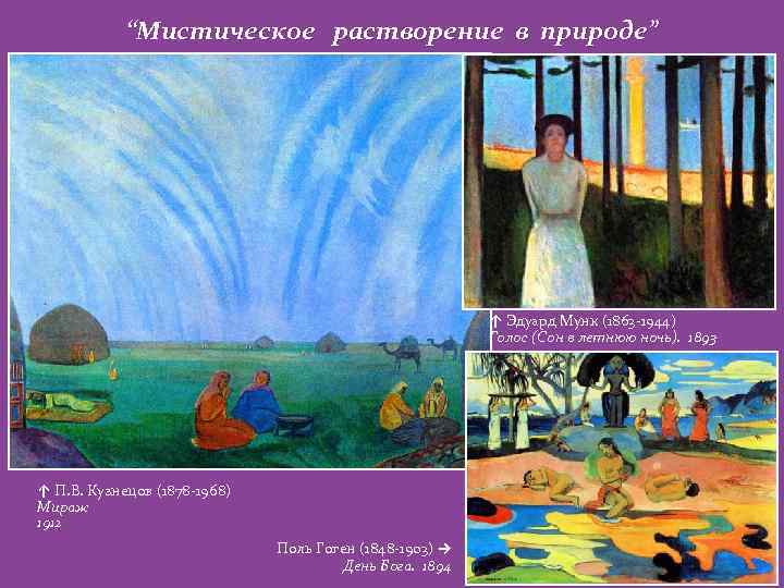 “Мистическое растворение в природе” ↑ Эдуард Мунк (1863 -1944) Голос (Сон в летнюю ночь).
