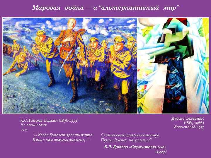 Мировая война — и “альтернативный мир” К. С. Петров-Водкин (1878 -1939) На линии огня