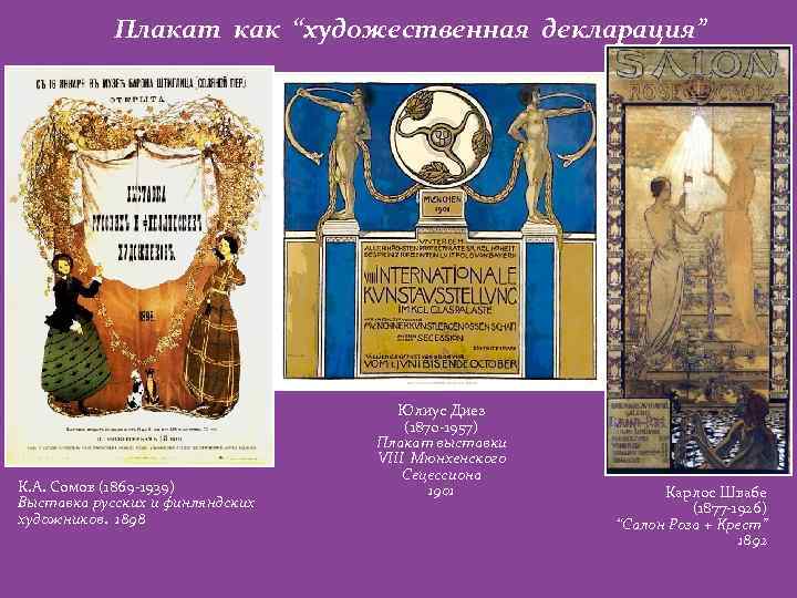 Плакат как “художественная декларация” К. А. Сомов (1869 -1939) Выставка русских и финляндских художников.
