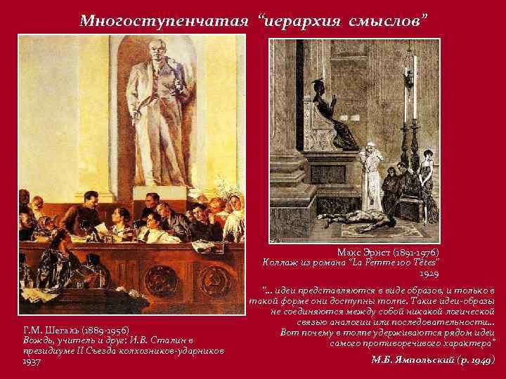 Многоступенчатая “иерархия смыслов” Макс Эрнст (1891 -1976) Коллаж из романа “La Femme 100 Têtes”