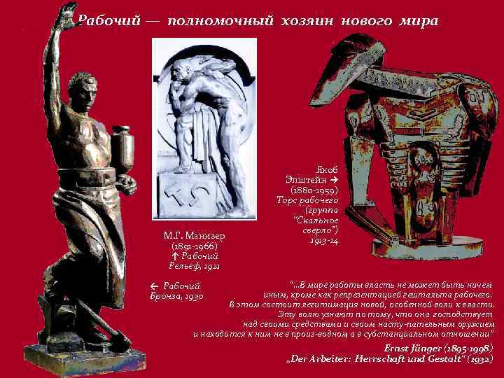 Рабочий — полномочный хозяин нового мира М. Г. Манизер (1891 -1966) ↑ Рабочий Рельеф,