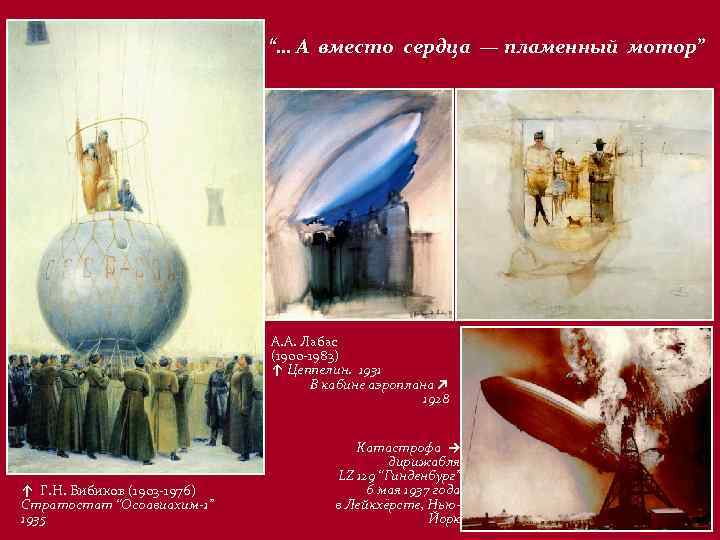 “… А вместо сердца — пламенный мотор” А. А. Лабас (1900 -1983) ↑ Цеппелин.
