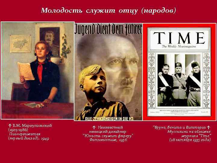 Молодость служит отцу (народов) ↑ В. М. Мариупольский (1905 -1986) Пионервожатая (первый доклад). 1949