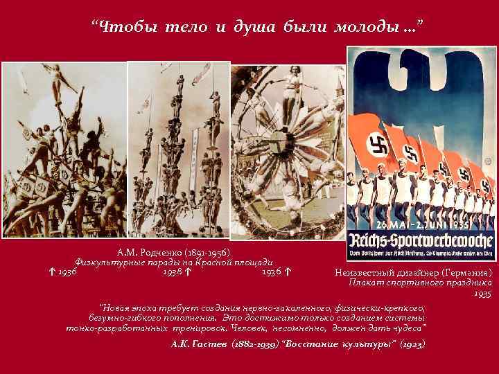 “Чтобы тело и душа были молоды …” А. М. Родченко (1891 -1956) Физкультурные парады