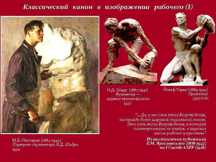 Классический канон в изображении рабочего (I) И. Д. Шадр (1887 -1941) Булыжник — оружие