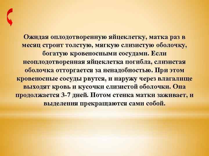 Ожидая оплодотворенную яйцеклетку, матка раз в месяц строит толстую, мягкую слизистую оболочку, богатую кровеносными