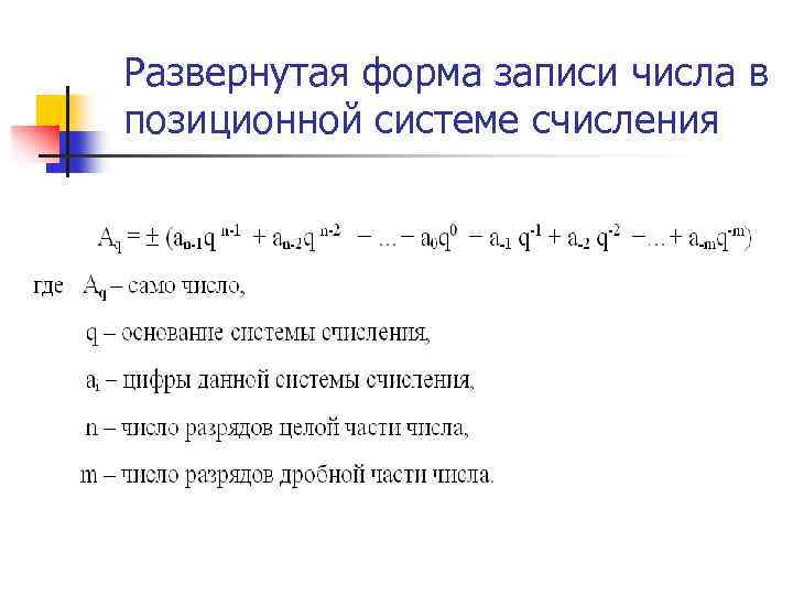 Запишите развернутый. Развернутая форма числа в информатике формула. Развёрнутая форма записи числа формула. Развернутая запись числа системы счисления. Развёрнутаянутая форма записи числа.