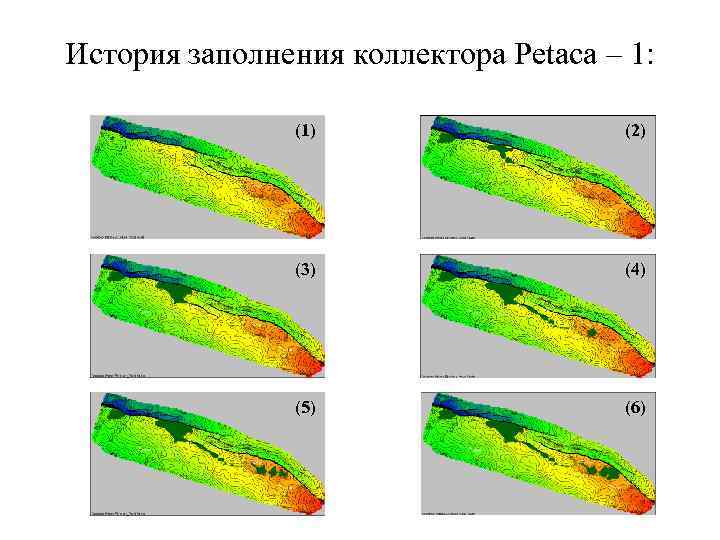 История заполнения коллектора Petaca – 1: (1) (2) (3) (4) (5) (6) 