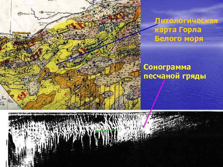 Литологическая карта Горла Белого моря Сонограмма песчаной гряды 