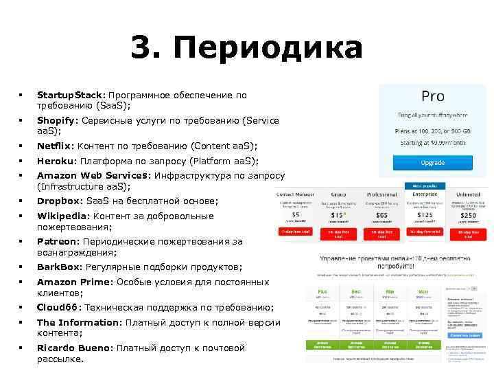 3. Периодика § Startup. Stack: Программное обеспечение по требованию (Saa. S); § Shopify: Сервисные