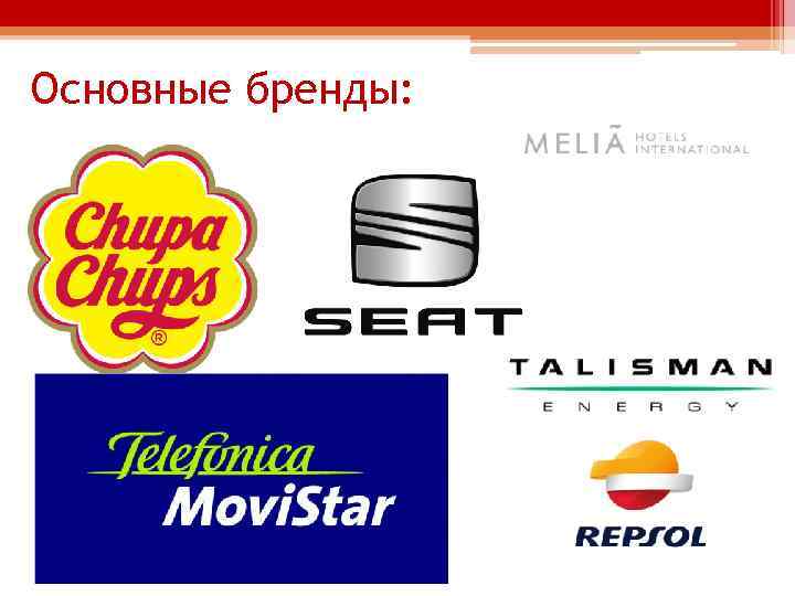 Основные бренды: 
