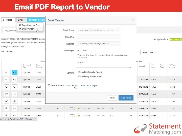 Email PDF Report to Vendor 