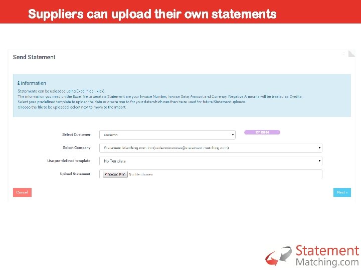 Suppliers can upload their own statements 