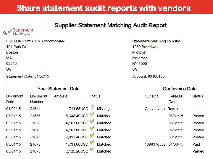 Share statement audit reports with vendors 