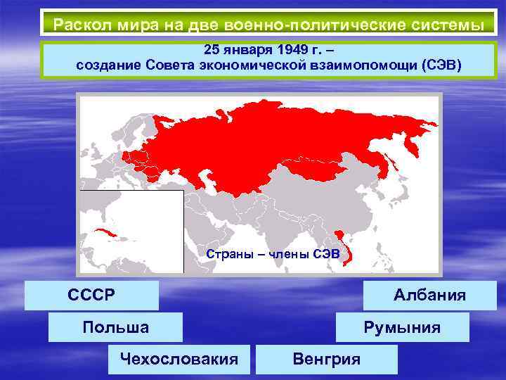 Раскол мира на две военно-политические системы 25 января 1949 г. – создание Совета экономической