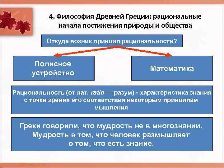 4. Философия Древней Греции: рациональные начала постижения природы и общества Откуда возник принцип рациональности?