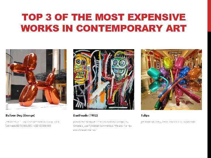 TOP 3 OF THE MOST EXPENSIVE WORKS IN CONTEMPORARY ART 