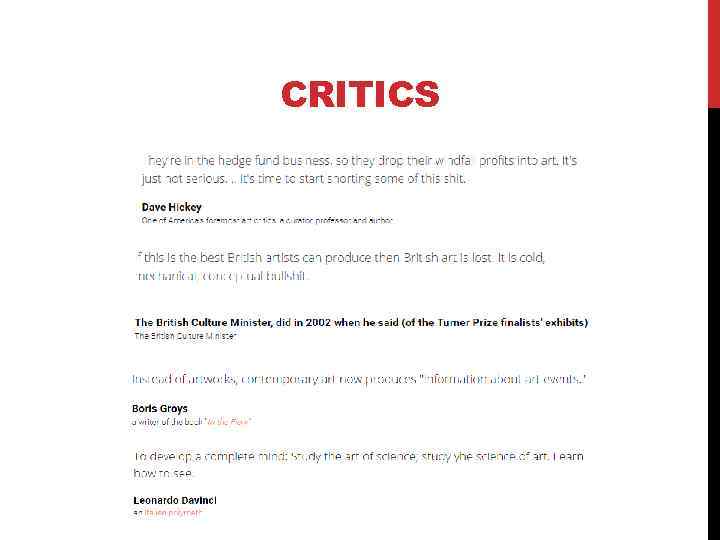 CRITICS 