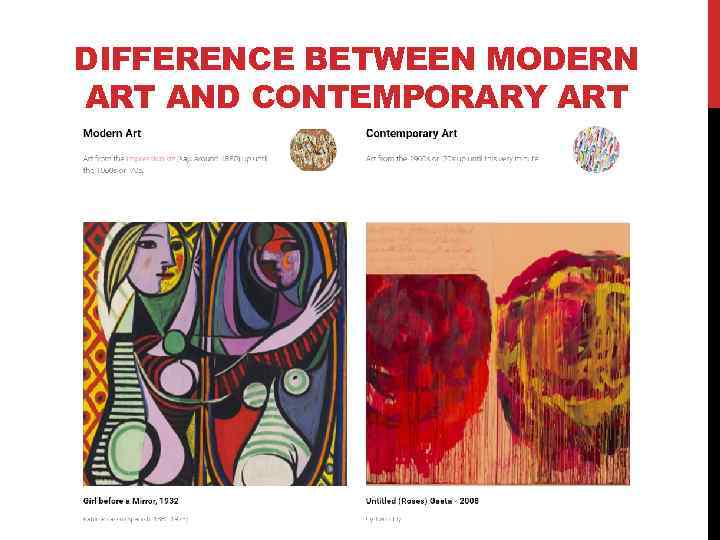 DIFFERENCE BETWEEN MODERN ART AND CONTEMPORARY ART 