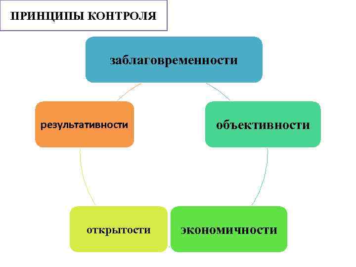 ПРИНЦИПЫ КОНТРОЛЯ заблаговременности результативности открытости объективности экономичности 