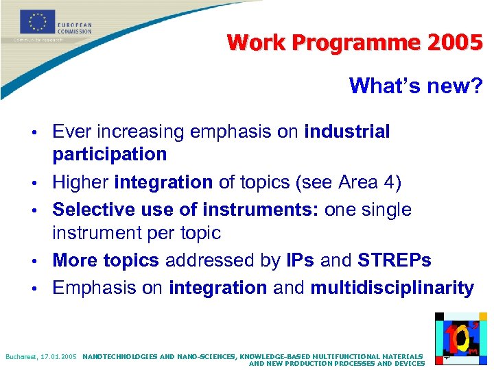 Work Programme 2005 What’s new? • • • Ever increasing emphasis on industrial participation