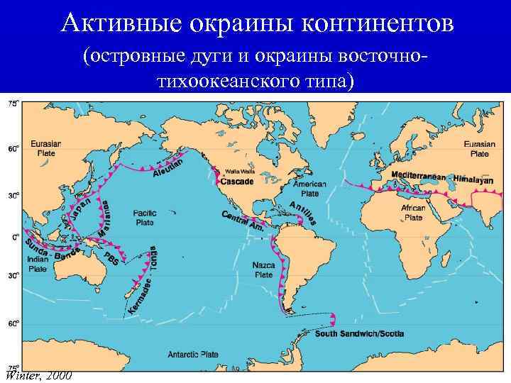 Активные окраины континентов (островные дуги и окраины восточнотихоокеанского типа) Winter, 2000 