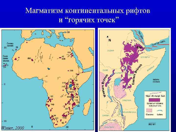 Магматизм континентальных рифтов и “горячих точек” Winter, 2000 
