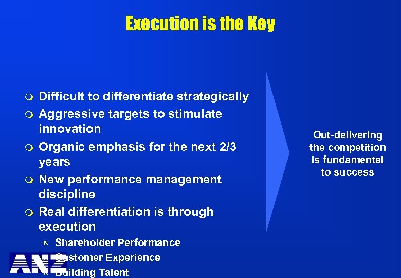 Execution is the Key m m m Difficult to differentiate strategically Aggressive targets to