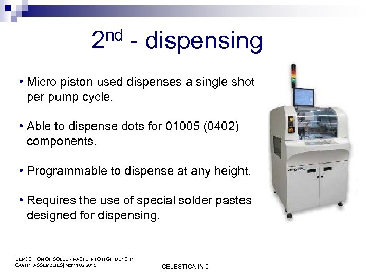 nd 2 - dispensing • Micro piston used dispenses a single shot per pump