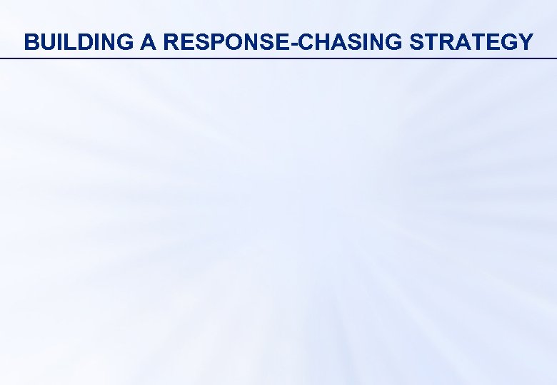 BUILDING A RESPONSE-CHASING STRATEGY 