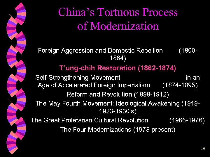 China’s Tortuous Process of Modernization Foreign Aggression and Domestic Rebellion 1864) (1800 - T’ung-chih