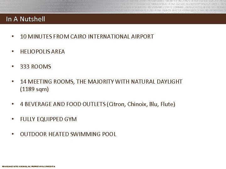 In A Nutshell • 10 MINUTES FROM CAIRO INTERNATIONAL AIRPORT • HELIOPOLIS AREA •