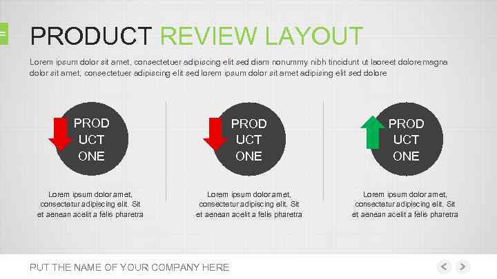 PRODUCT REVIEW LAYOUT Lorem ipsum dolor sit amet, consectetuer adipiscing elit sed diam nonummy