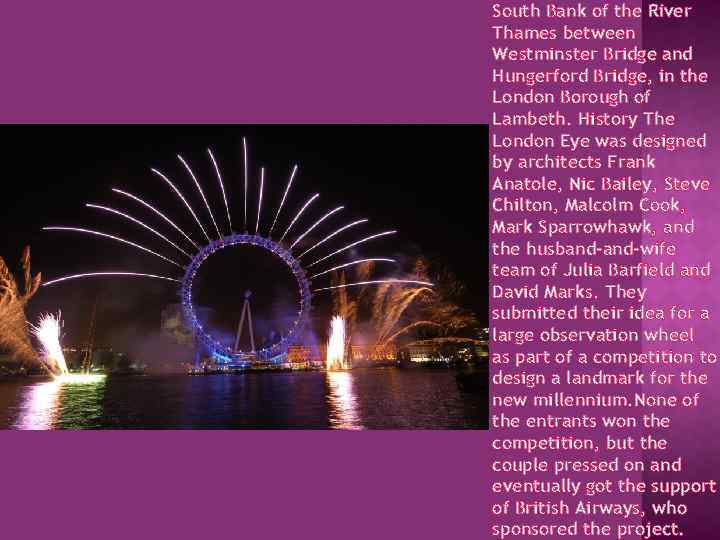 South Bank of the River Thames between Westminster Bridge and Hungerford Bridge, in the