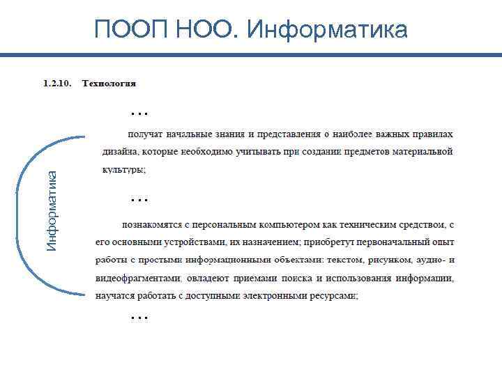 ПООП НОО. Информатика … … … 