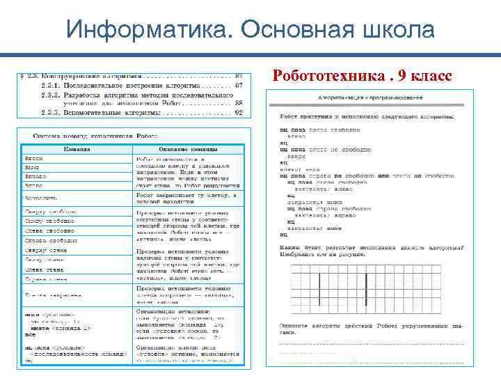 Информатика. Основная школа Робототехника. 9 класс 