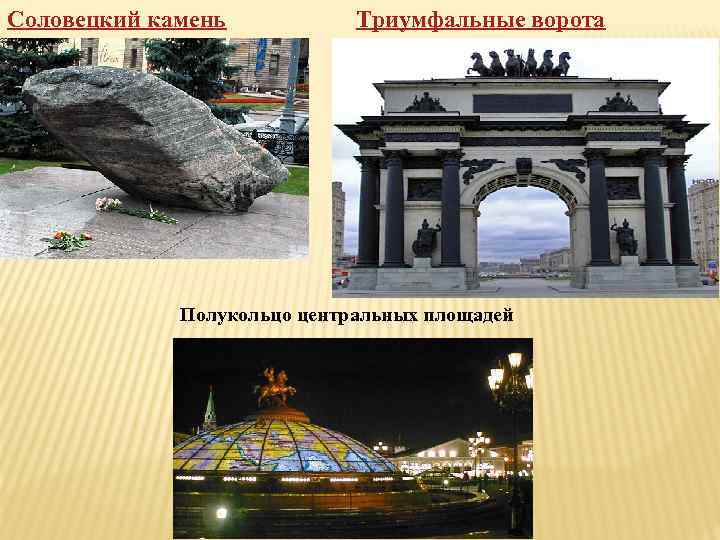 Соловецкий камень Триумфальные ворота Полукольцо центральных площадей 