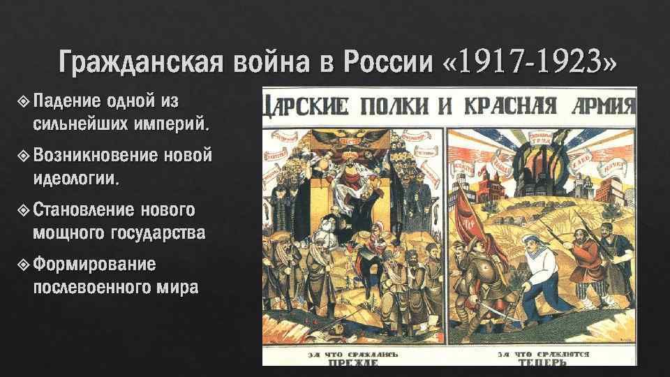 Гражданская война в России « 1917 -1923» Падение одной из сильнейших империй. Возникновение новой