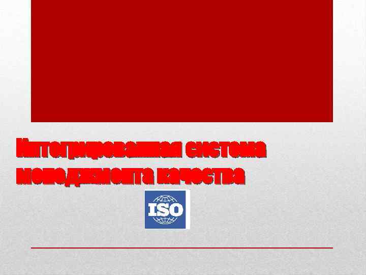 Интегрированная система менеджмента качества 