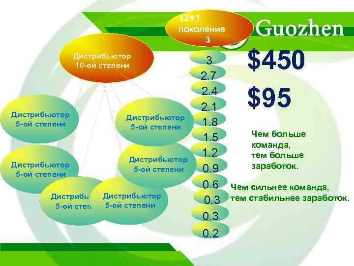 12+1 поколение 3 Дистрибьютор 10 -ой степени Дистрибьютор 5 -ой степени Дистрибьютор 5 -ой