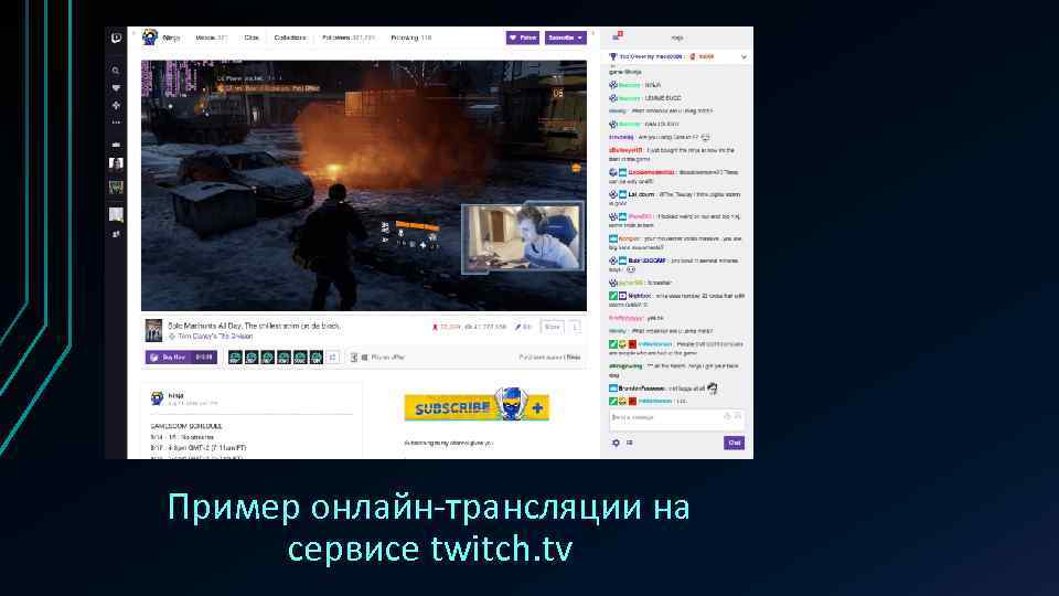 Пример онлайн-трансляции на сервисе twitch. tv 