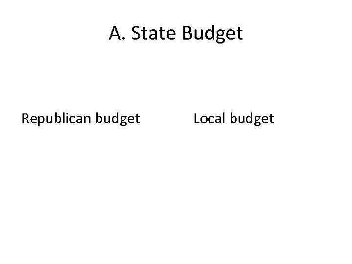 А. State Budget Republican budget Local budget 